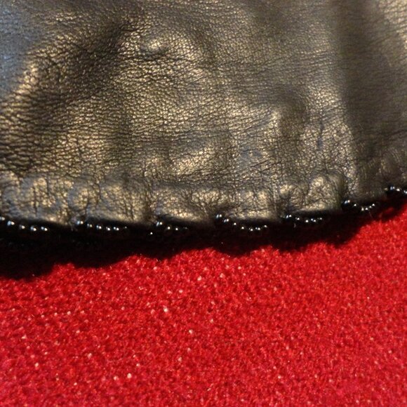 Leather Beaded 14" Evening Dress Gloves Vintage Diamond Pattern Elegant Demure ! - Picture 9 of 14